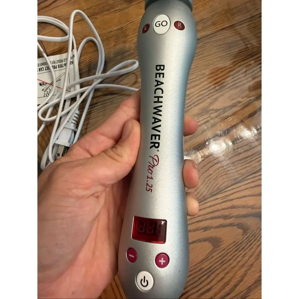 Beachwaver Pro 1.25 Barrel Professional Rotating Curling Iron with Silver Handle